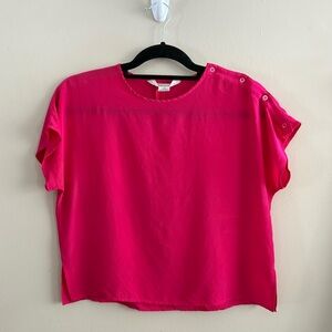 100% Silk Women’s Pink Short Sleeve Blouse